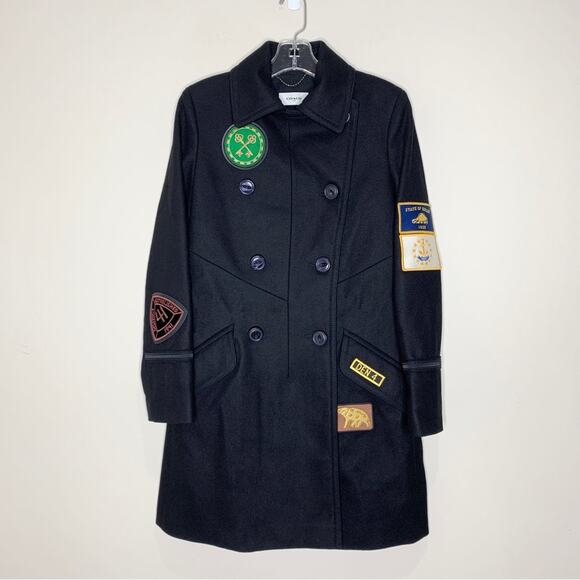 NEW Coach 1941 Military Patch Naval Coat (Sz 2) Wool-Blend Double Breasted Black - Picture 3 of 16